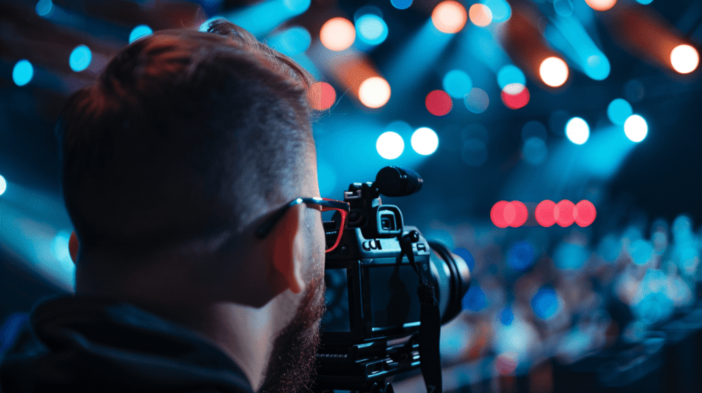 Camera operator filming live concert
